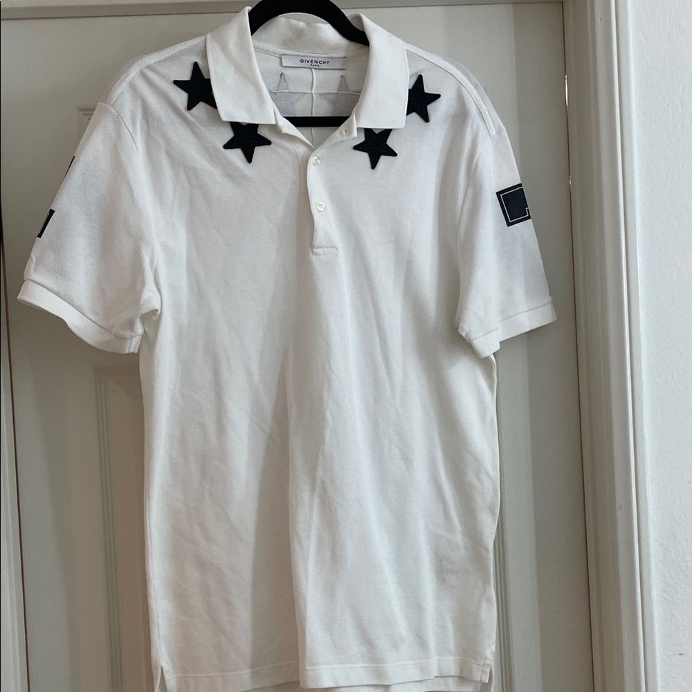 Givenchy White Polo with Black Star Details